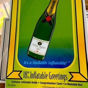 Champagne Bundle -5 inflatable postcards, 2 champ. bottle stops , 1 Moët magnet
